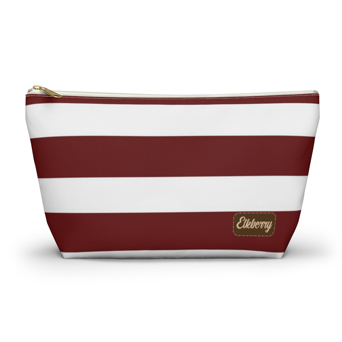 Big Bottom Zipper Pouch - Berry/White Stripes