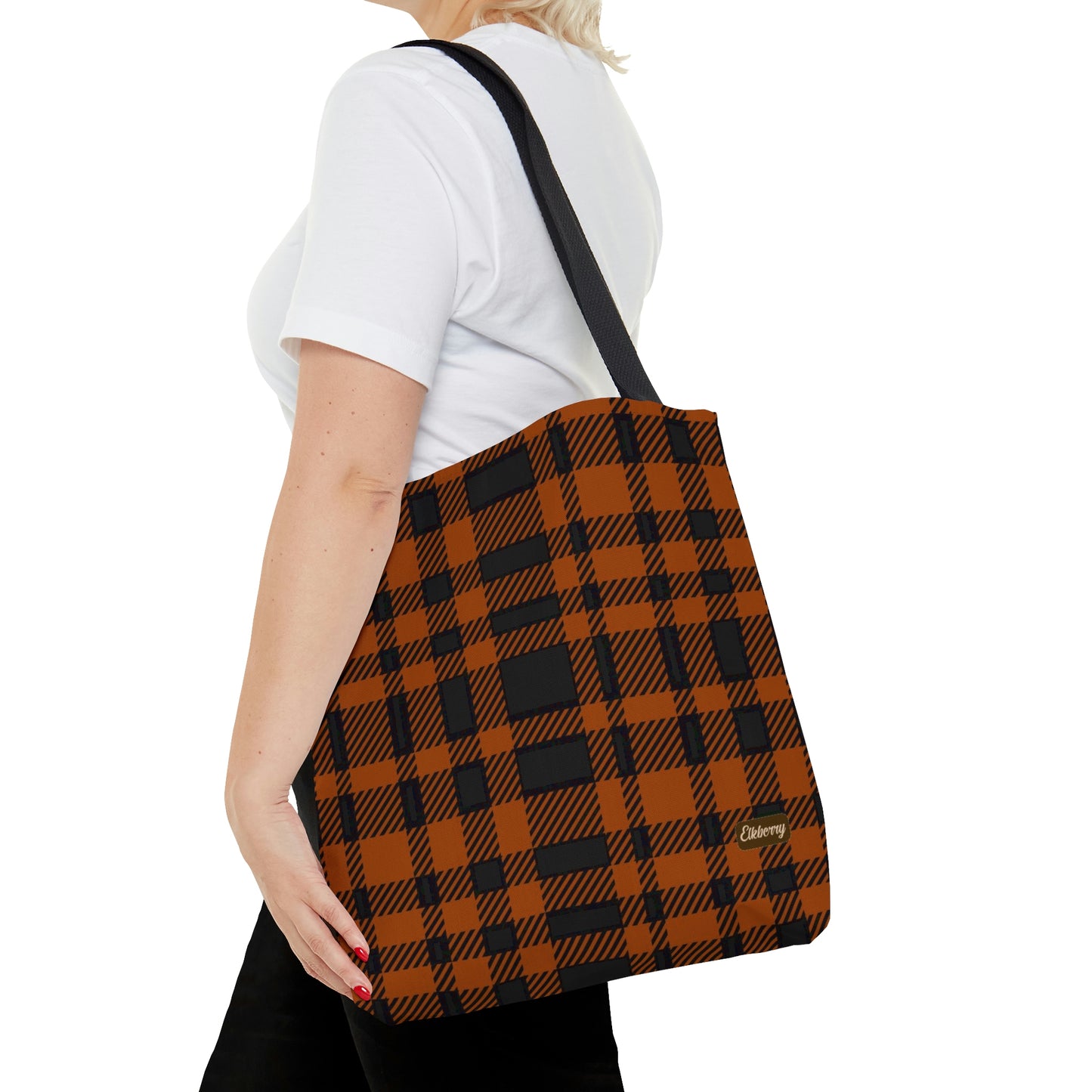 Lightweight Tote Bag - Orange Buffalo Check, Orange Plaid