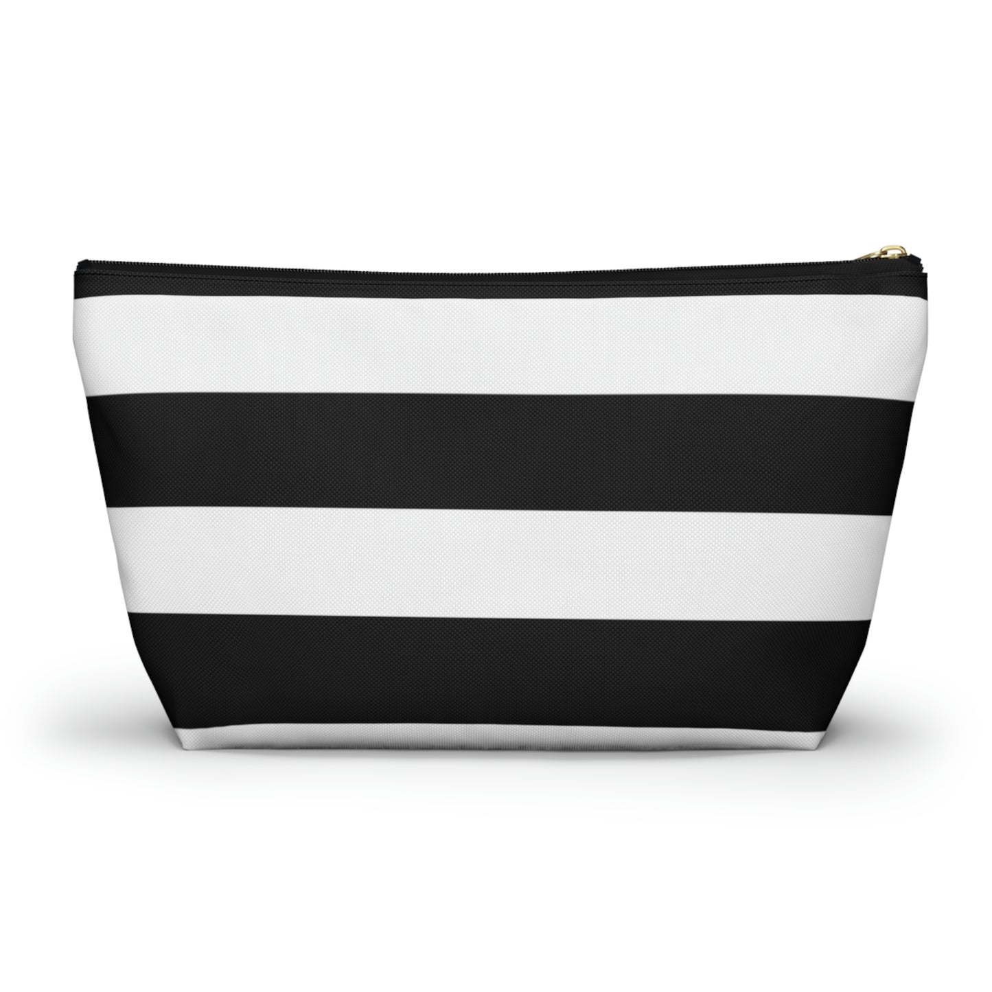 Big Bottom Zipper Pouch - Black/White Stripes