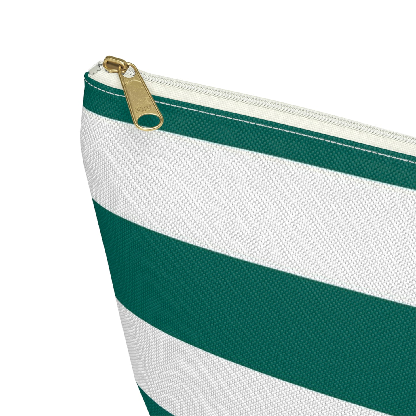 Big Bottom Zipper Pouch - Turquoise/White Stripes