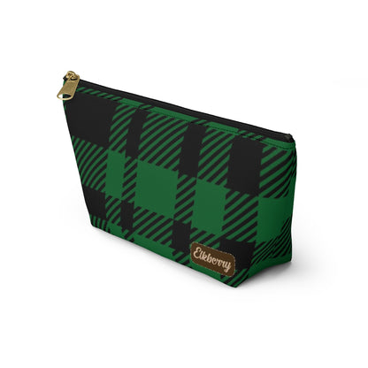 Big Bottom Zipper Pouch - Green Buffalo Check, Green Plaid