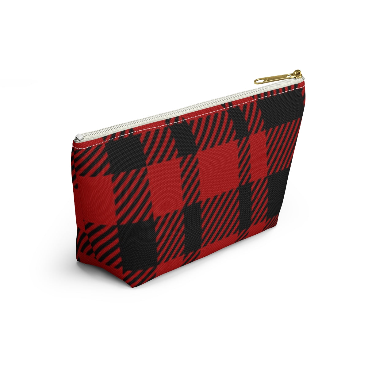 Big Bottom Zipper Pouch - Red Buffalo Check, Red Plaid