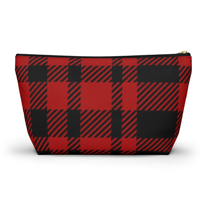 Big Bottom Zipper Pouch - Red Buffalo Check, Red Plaid