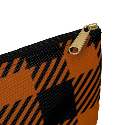 Flat Zipper Pouch - Orange Buffalo Check, Orange Plaid