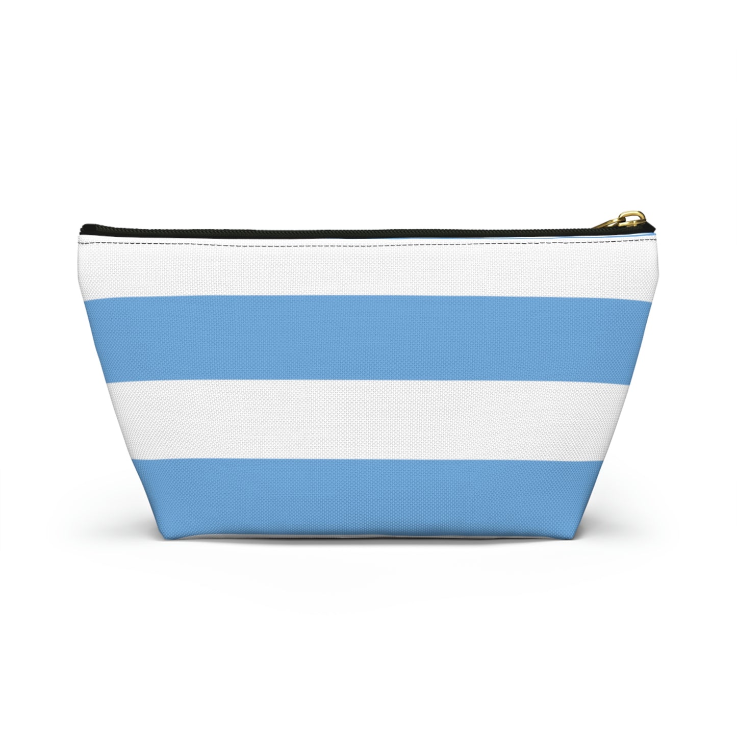 Big Bottom Zipper Pouch - Light Blue/White Stripes