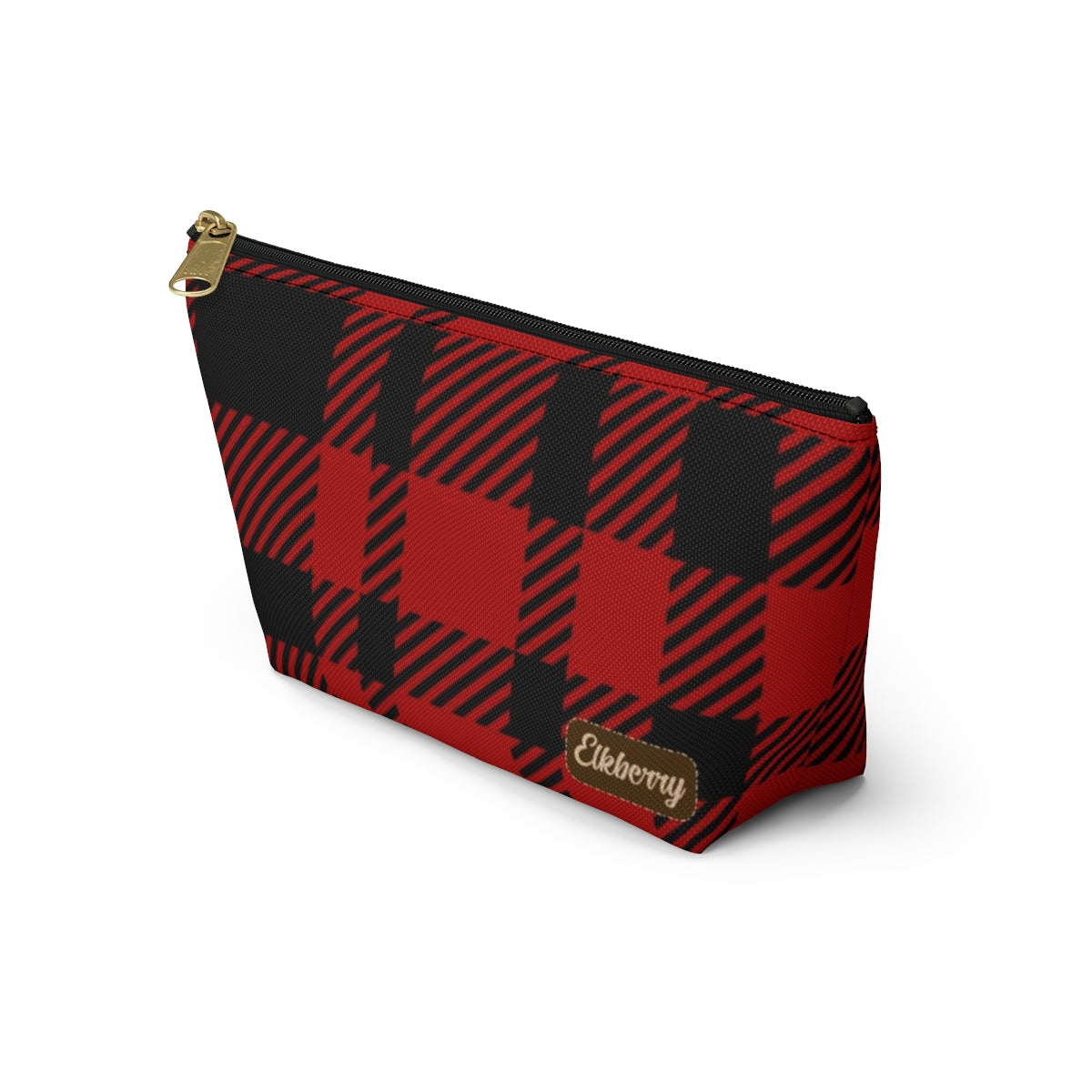 Big Bottom Zipper Pouch - Red Buffalo Check, Red Plaid