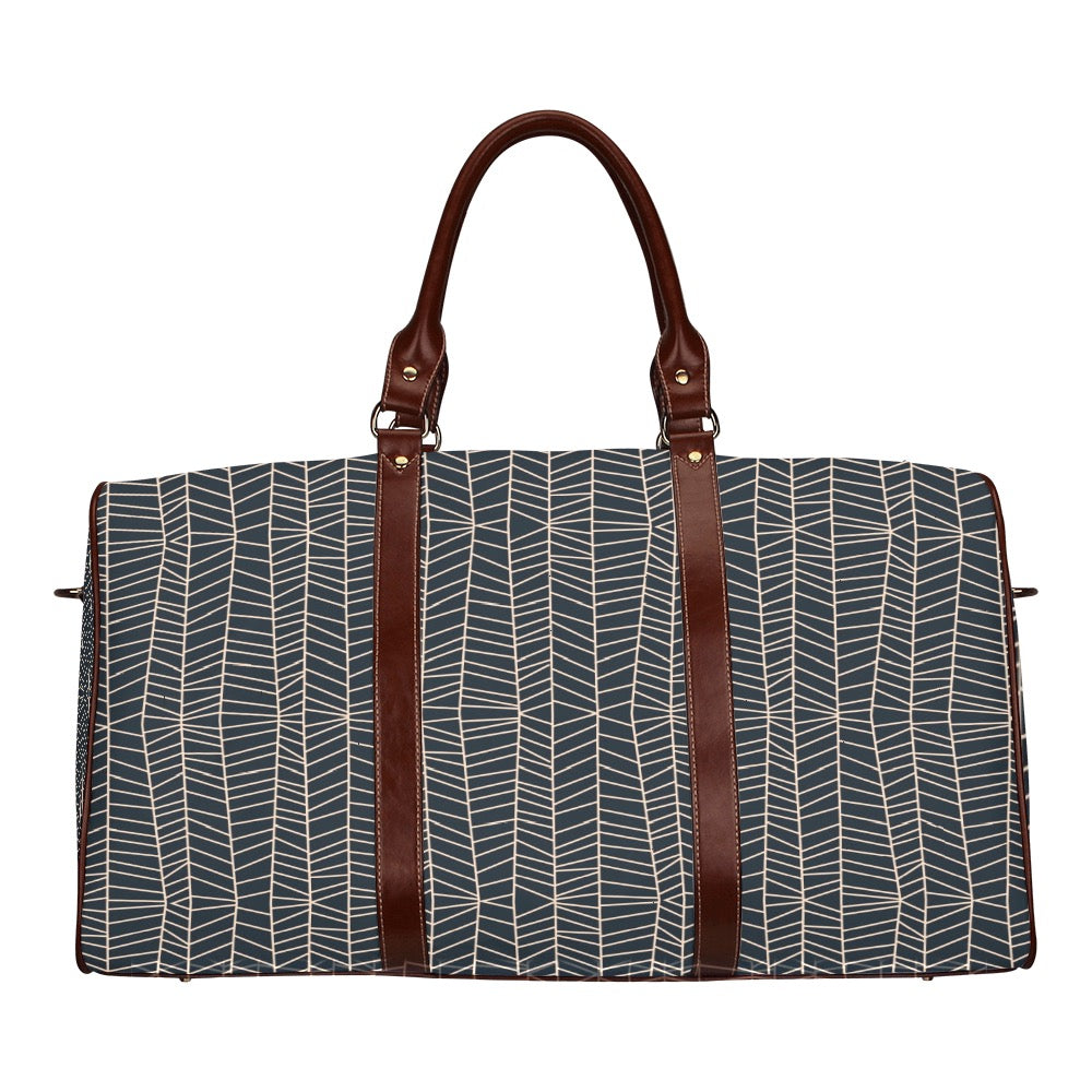 Herringbone - Navy Waterproof Travel Bag (Small)