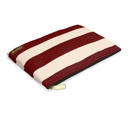 Flat Zipper Pouch - Berry/Cream Stripes