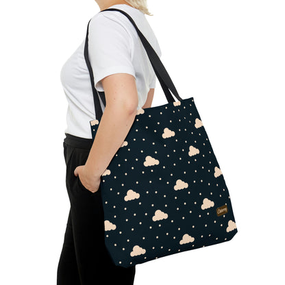 Lightweight Tote Bag - Clouds on Navy