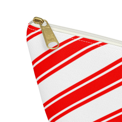 Big Bottom Zipper Pouch - Peppermint Candy Cane Stripes