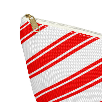 Big Bottom Zipper Pouch - Peppermint Candy Cane Stripes