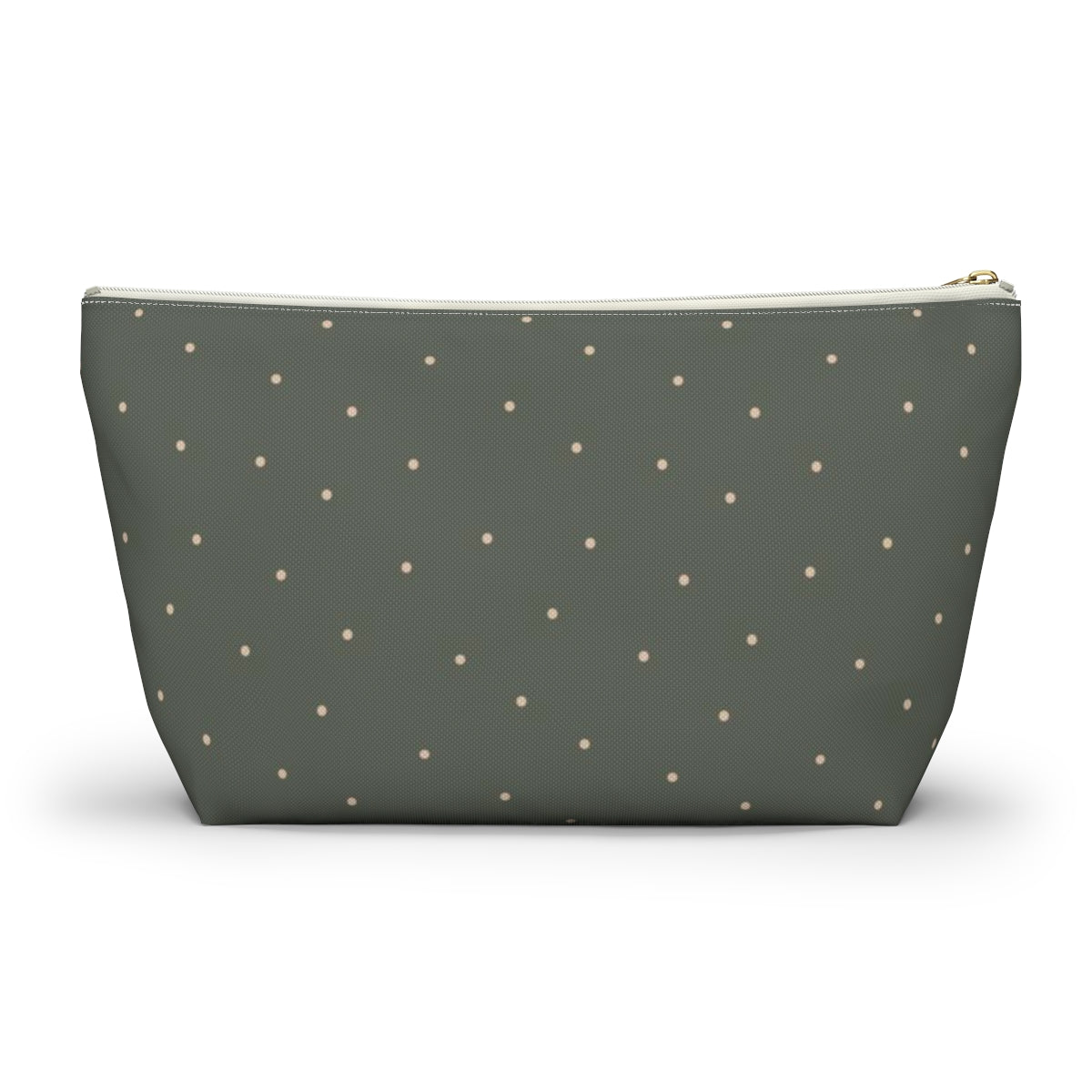 Big Bottom Zipper Pouch - Dots on Sage