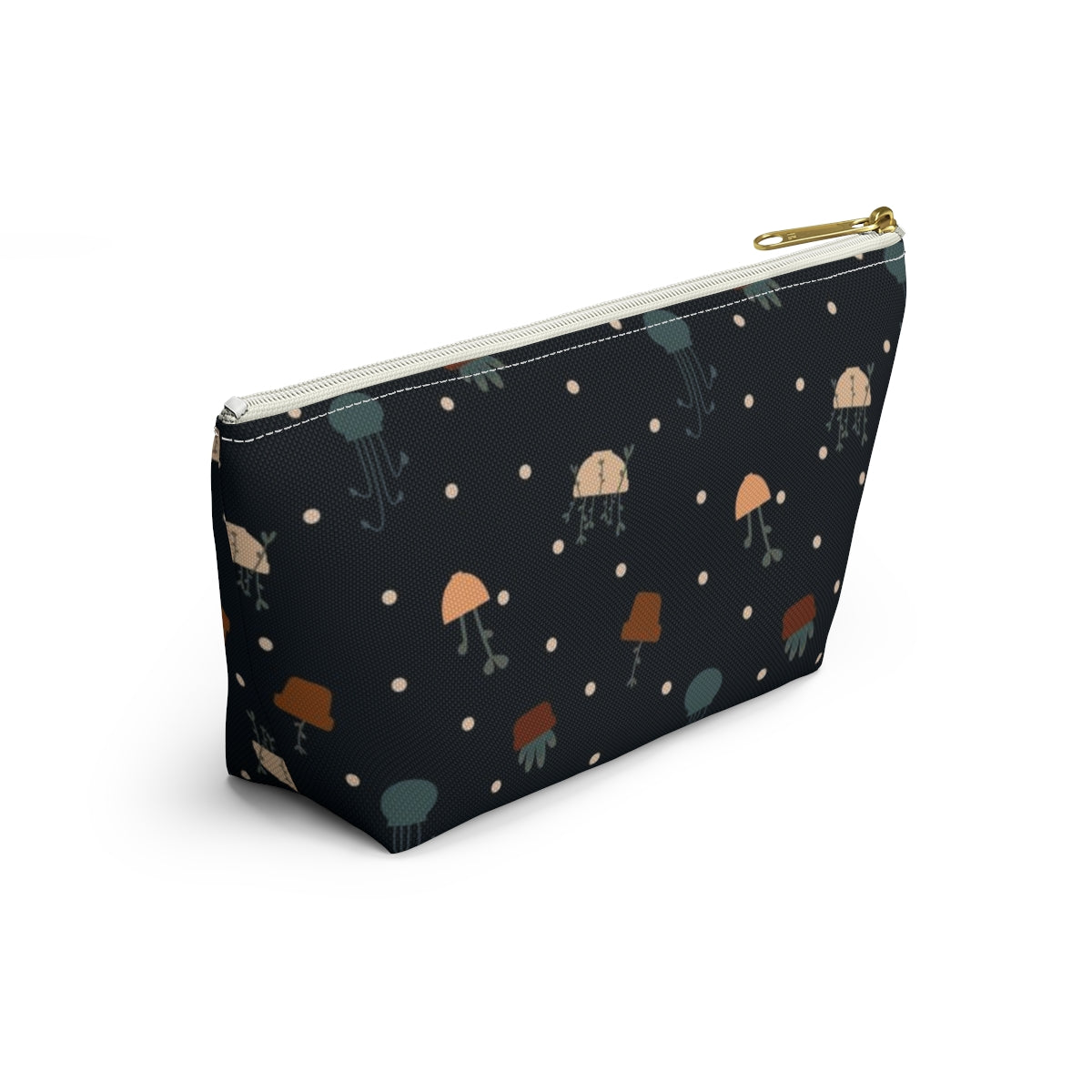 Big Bottom Zipper Pouch - Potted Plants in Navy