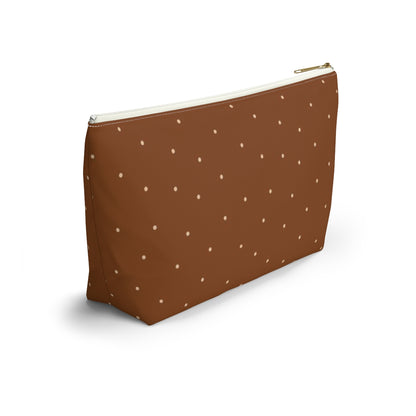 Big Bottom Zipper Pouch - Dots on Pumpkin