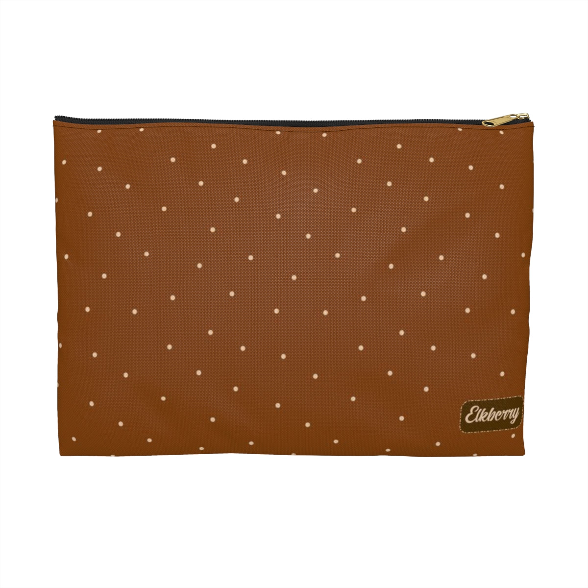 Flat Zipper Pouch - Dots on Pumpkin