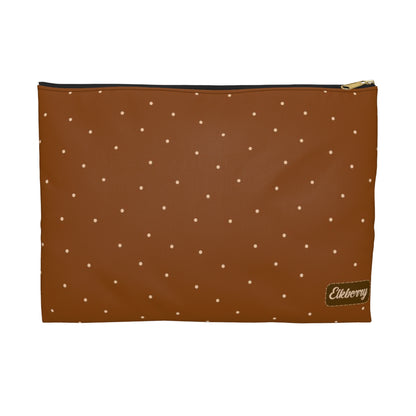 Flat Zipper Pouch - Dots on Pumpkin