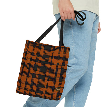 Lightweight Tote Bag - Orange Buffalo Check, Orange Plaid