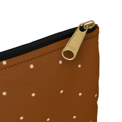 Flat Zipper Pouch - Dots on Pumpkin