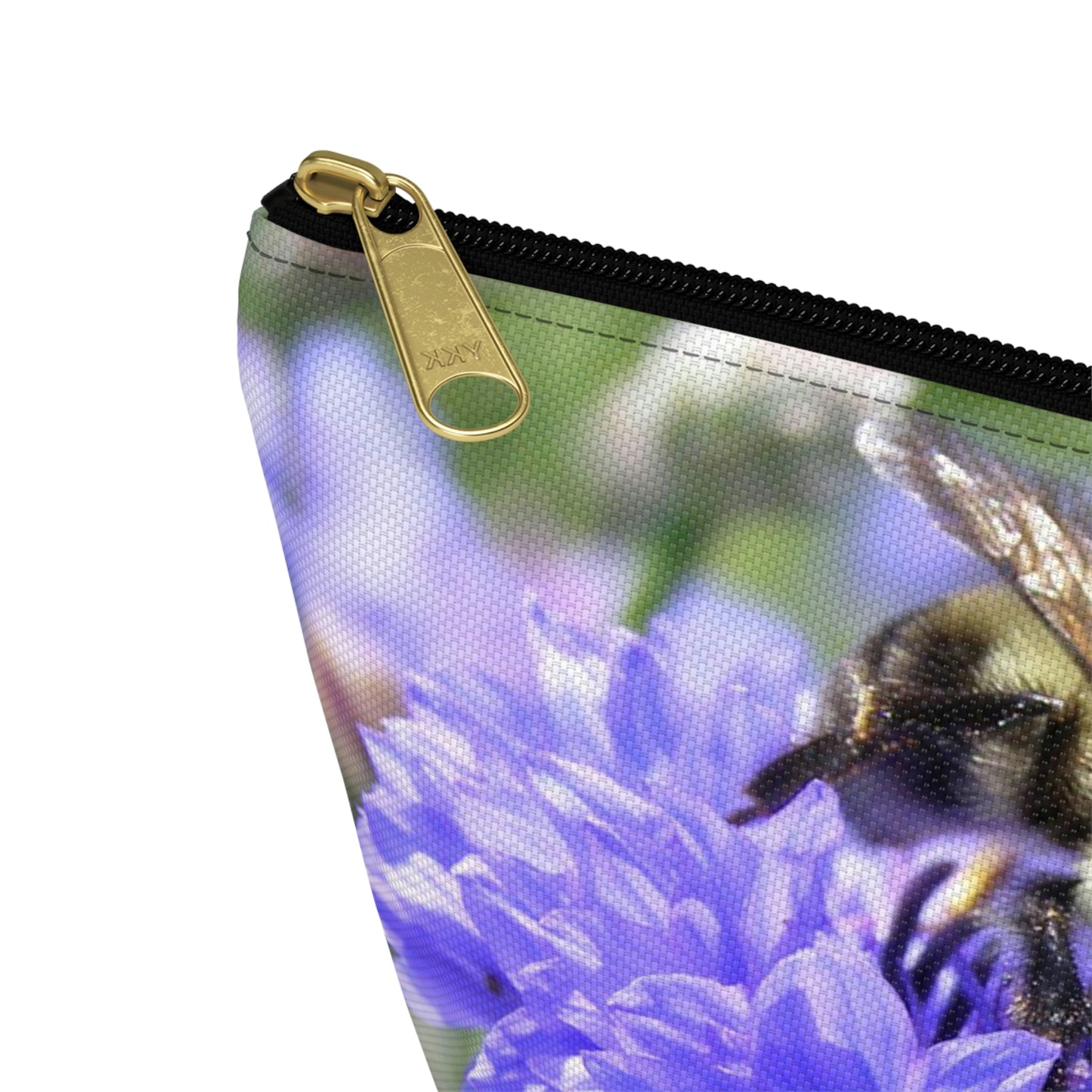 Big Bottom Zipper Pouch - Bee on Bachelor's Button