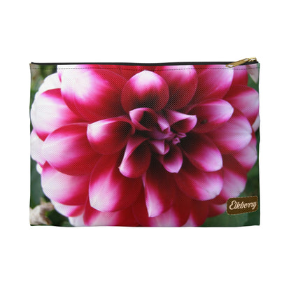 Flat Zipper Pouch - Pink & White Dahlia