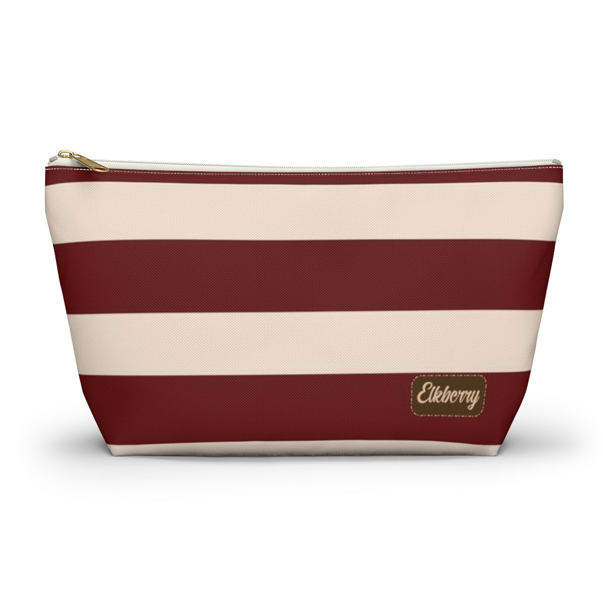 Big Bottom Zipper Pouch - Berry/Cream Stripes