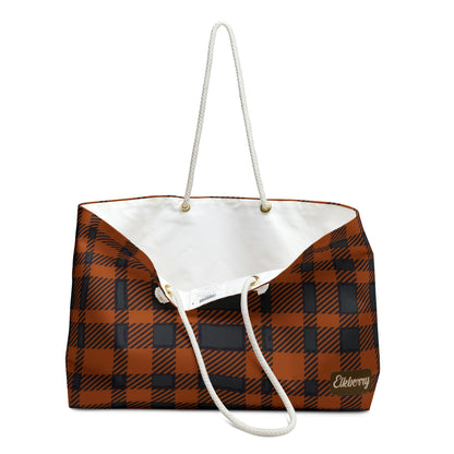 Weekender Tote Bag - Orange Buffalo Check, Orange Plaid