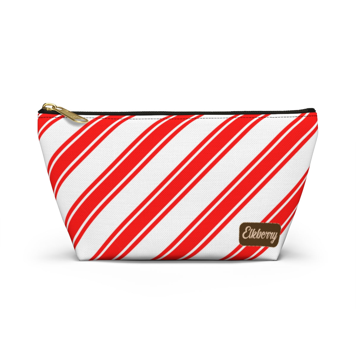 Big Bottom Zipper Pouch - Peppermint Candy Cane Stripes