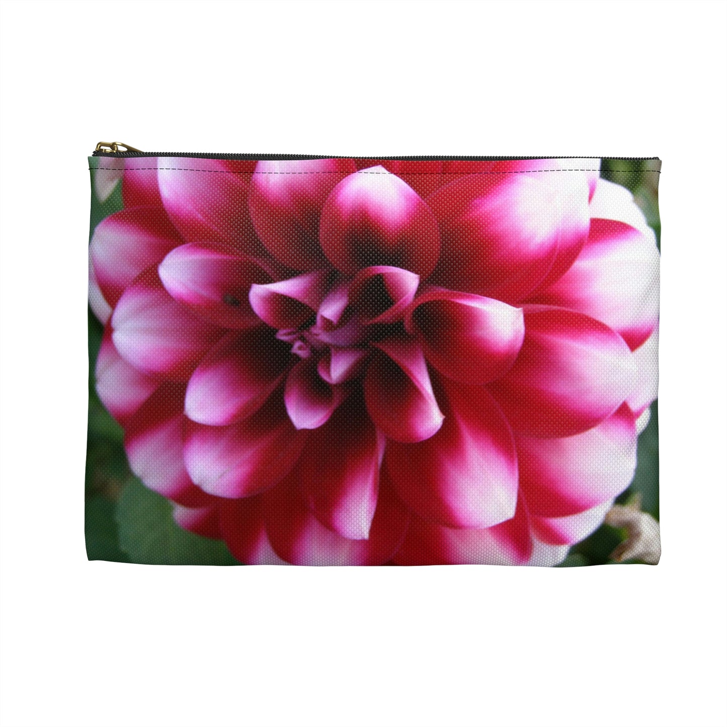 Flat Zipper Pouch - Pink & White Dahlia