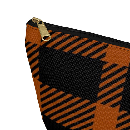 Big Bottom Zipper Pouch - Orange Buffalo Check, Orange Plaid