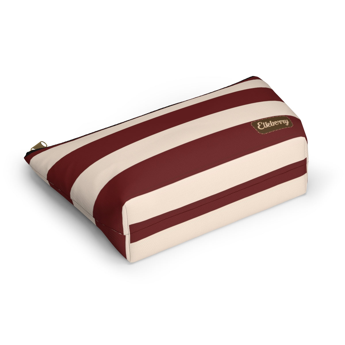 Big Bottom Zipper Pouch - Berry/Cream Stripes