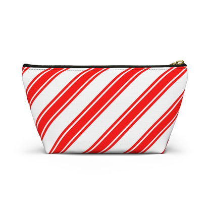 Big Bottom Zipper Pouch - Peppermint Candy Cane Stripes