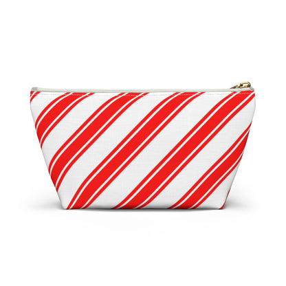 Big Bottom Zipper Pouch - Peppermint Candy Cane Stripes