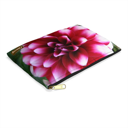 Flat Zipper Pouch - Pink & White Dahlia