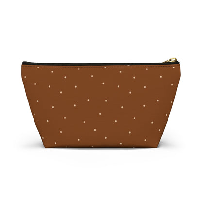 Big Bottom Zipper Pouch - Dots on Pumpkin