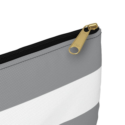 Flat Zipper Pouch - Ash Gray/White Stripes