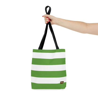 Lightweight Tote Bag - Lime Green/White Stripes