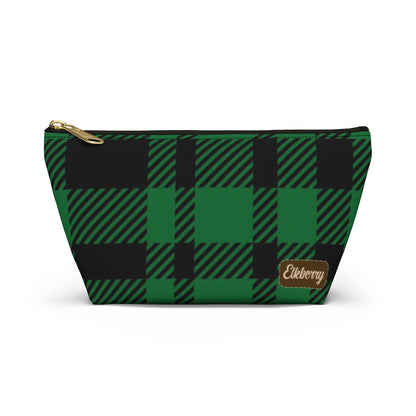 Big Bottom Zipper Pouch - Green Buffalo Check, Green Plaid