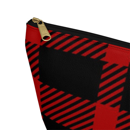 Big Bottom Zipper Pouch - Red Buffalo Check, Red Plaid