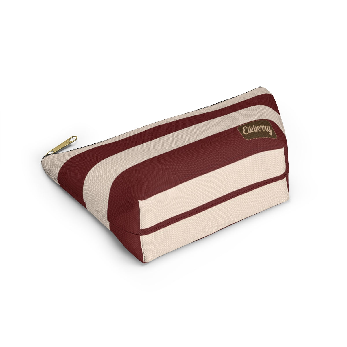 Big Bottom Zipper Pouch - Berry/Cream Stripes