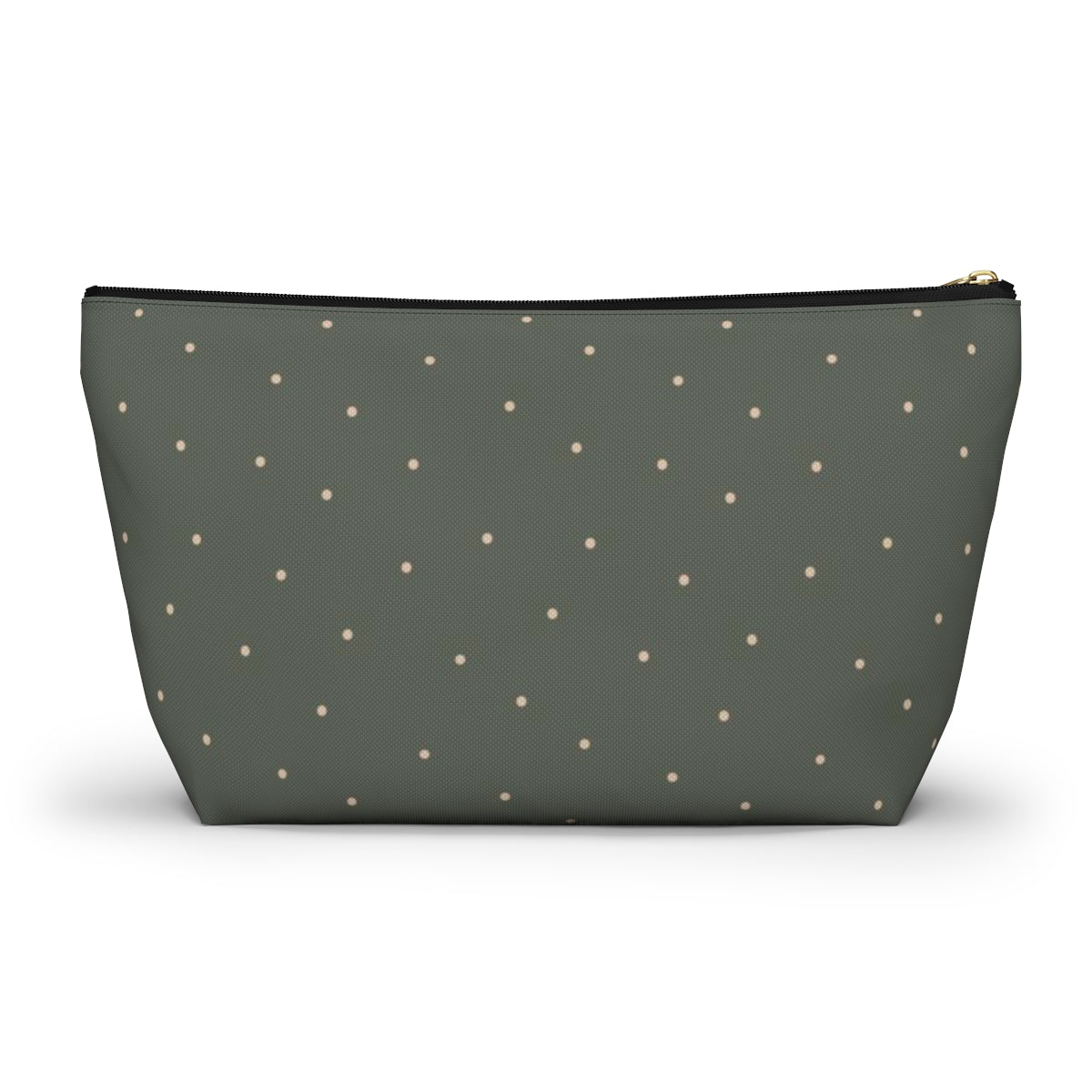 Big Bottom Zipper Pouch - Dots on Sage