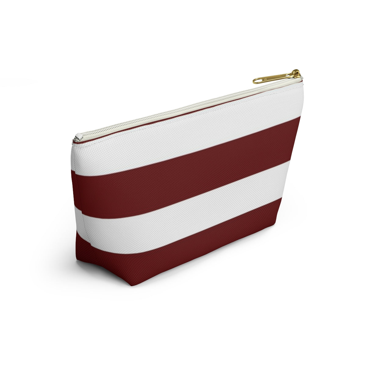 Big Bottom Zipper Pouch - Berry/White Stripes