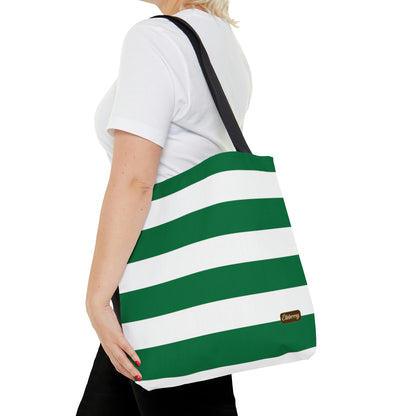 Lightweight Tote Bag - Kelly Green/White Stripes