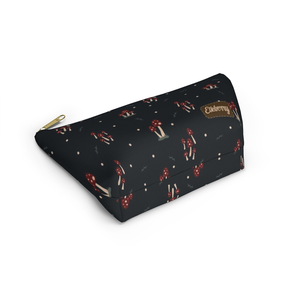 Big Bottom Zipper Pouch - Mushroom Family on Navy