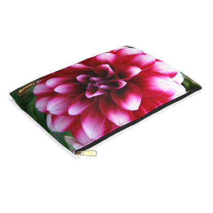 Flat Zipper Pouch - Pink & White Dahlia