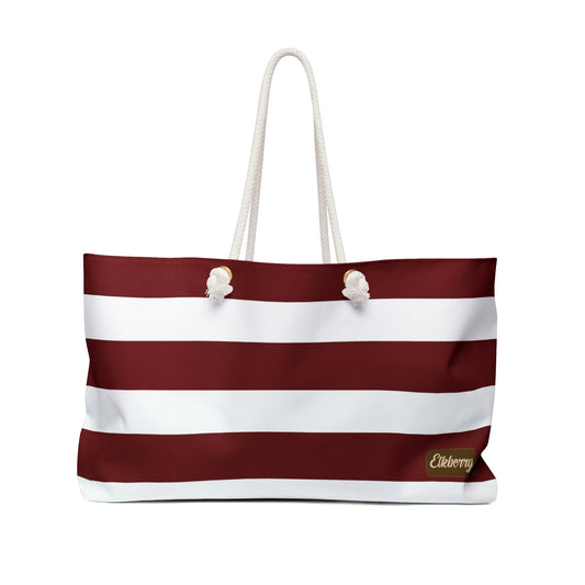 Weekender Tote Bag - Berry/White Stripes