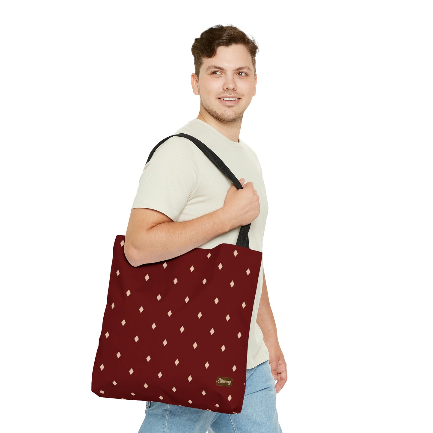 Lightweight Tote Bag - Diamonds on Berry