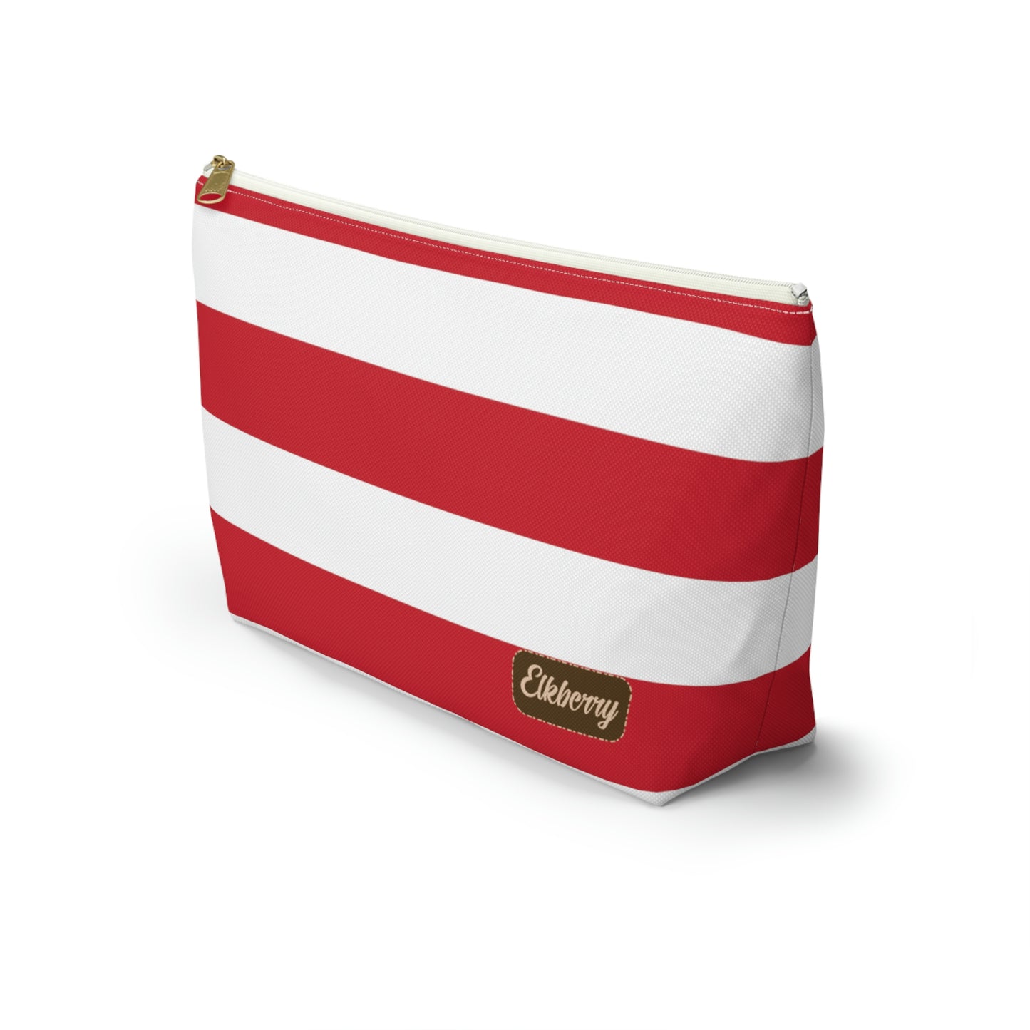 Big Bottom Zipper Pouch - Red/White Stripes