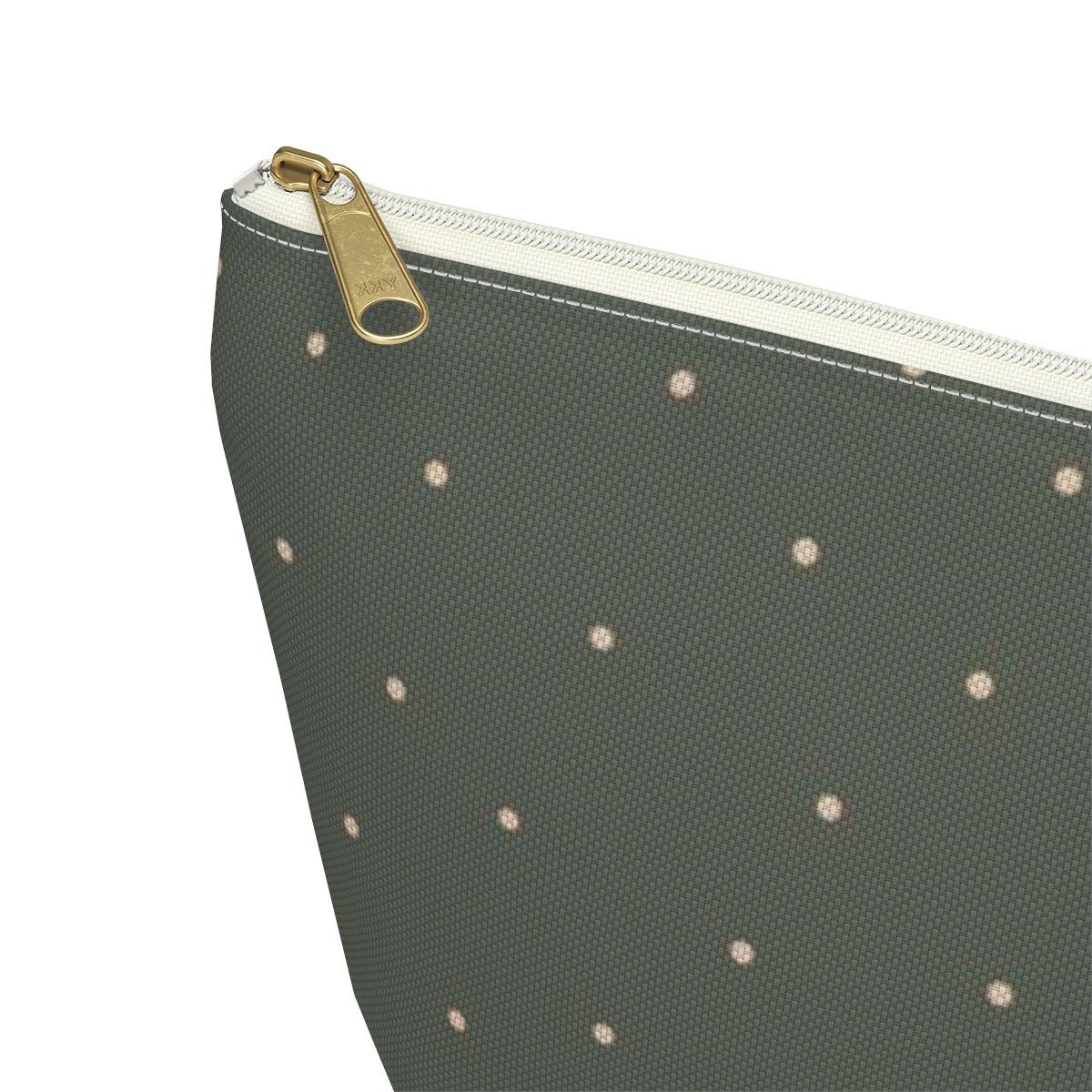 Big Bottom Zipper Pouch - Dots on Sage