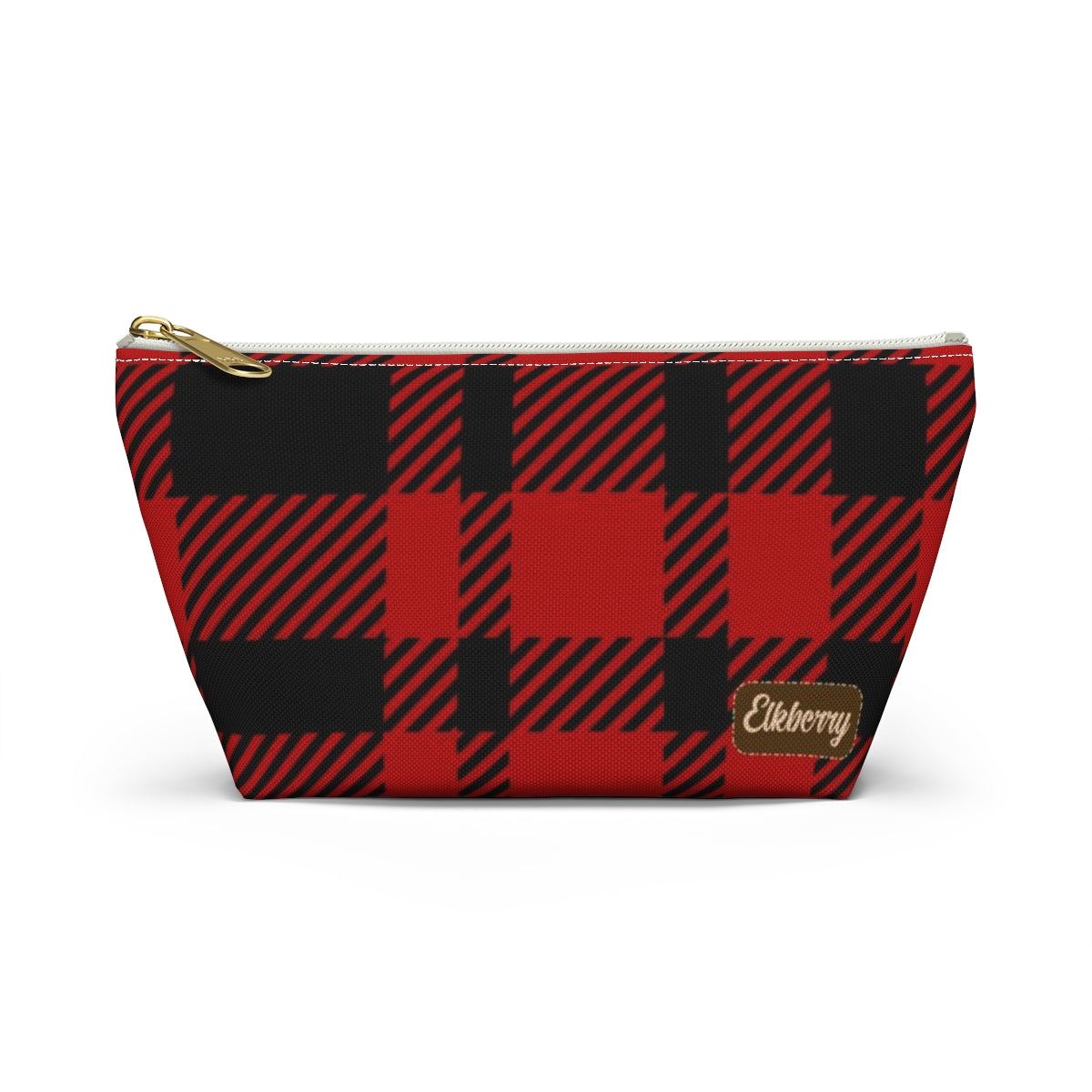 Big Bottom Zipper Pouch - Red Buffalo Check, Red Plaid