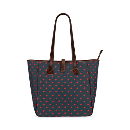 Red Hearts on Navy Classic Tote Handbag